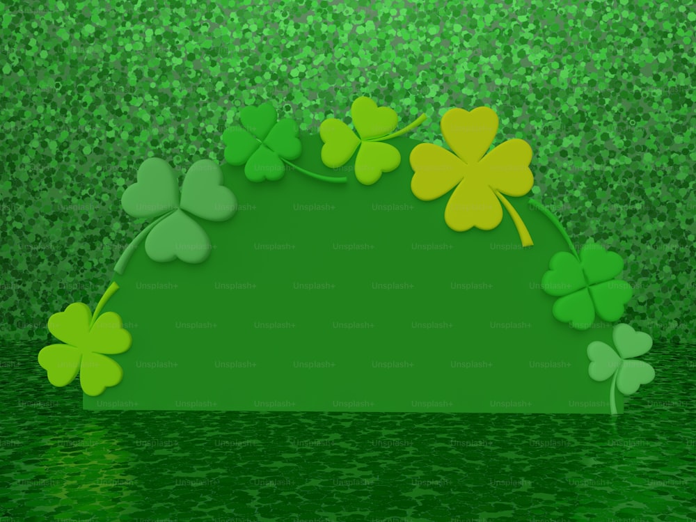 a green background with four leaf clovers