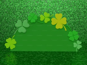 um fundo verde com trevos de quatro folhas