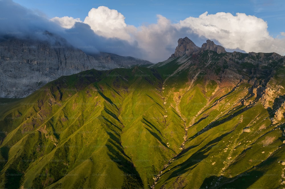 a view of a mountain range from a plane