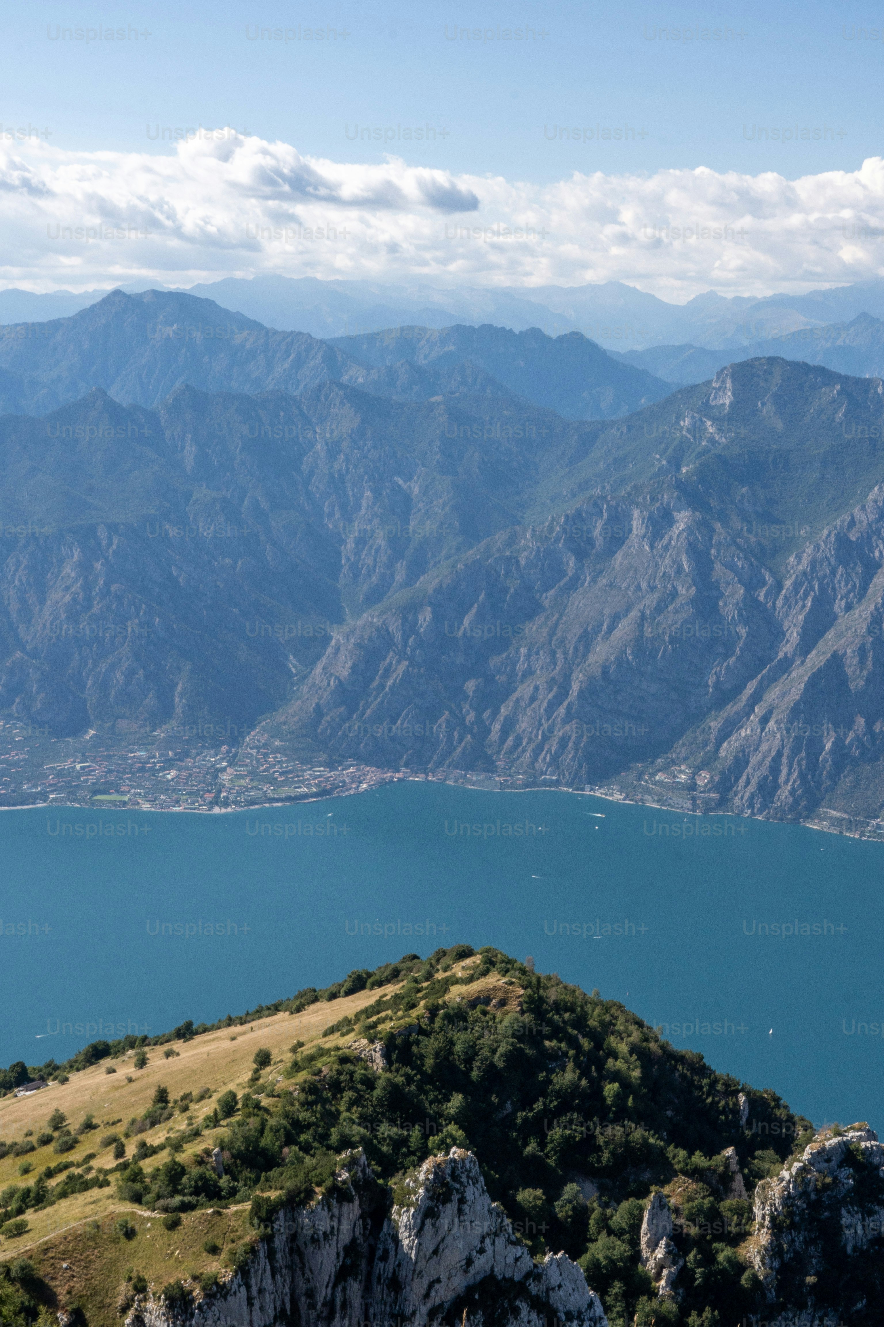 a large body of water surrounded by mountains