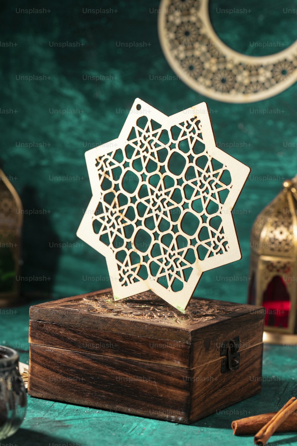 a wooden box sitting on top of a table