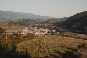 a small village nestled in a valley surrounded by mountains