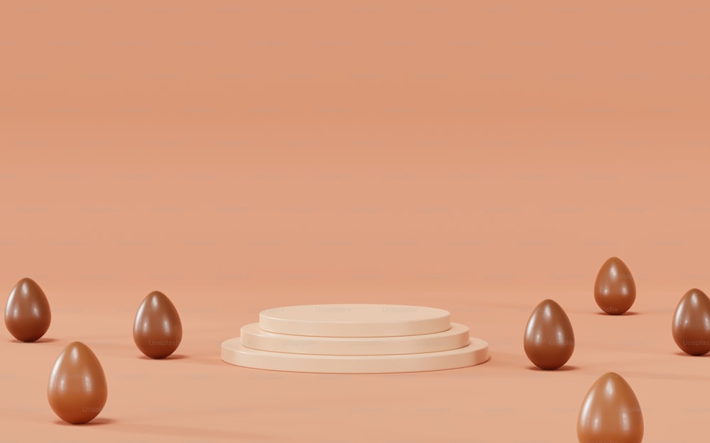 Eine Gruppe Schokoladeneier sitzt auf einem Tisch