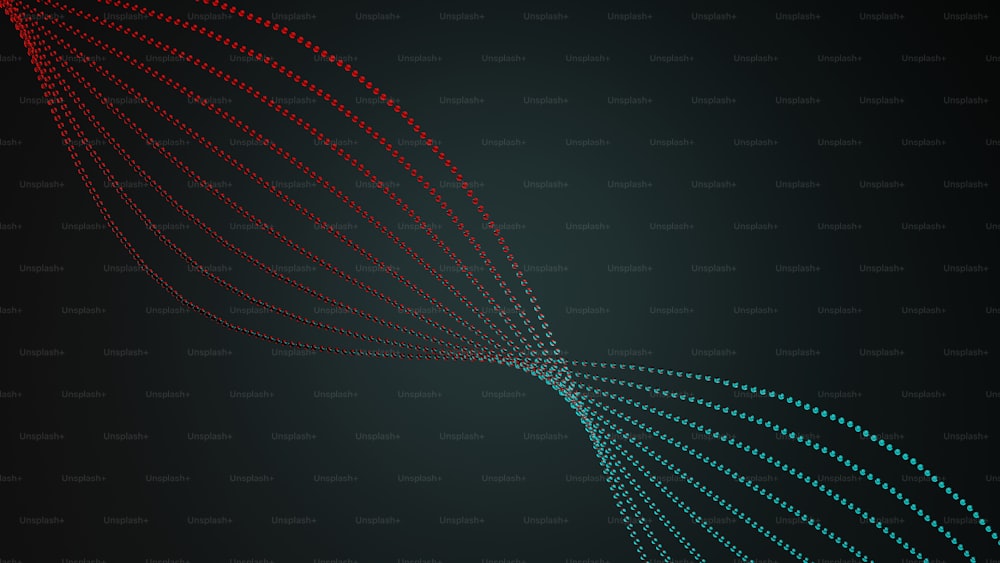 a red and blue dotted line on a black background