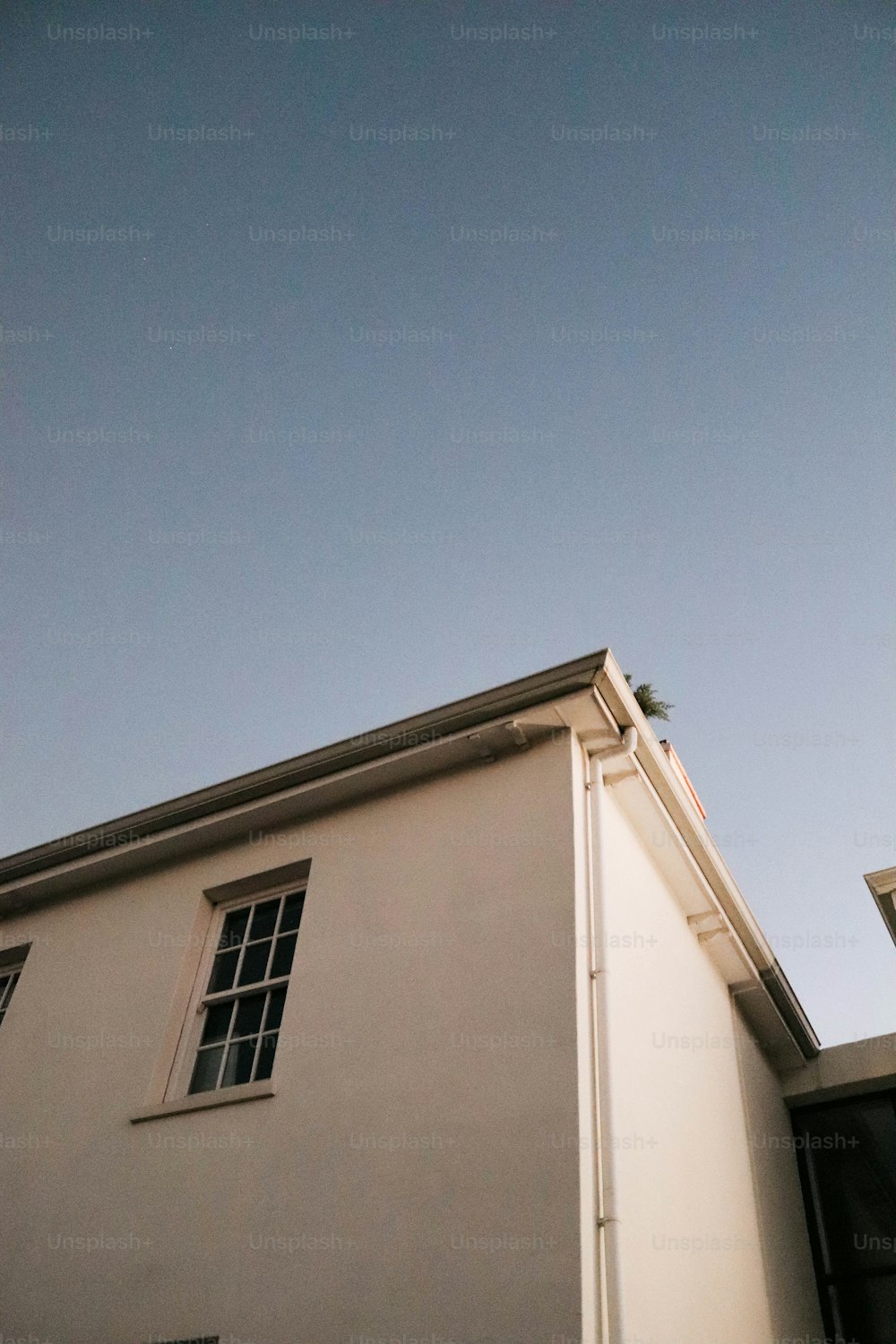 a bird is perched on the roof of a building