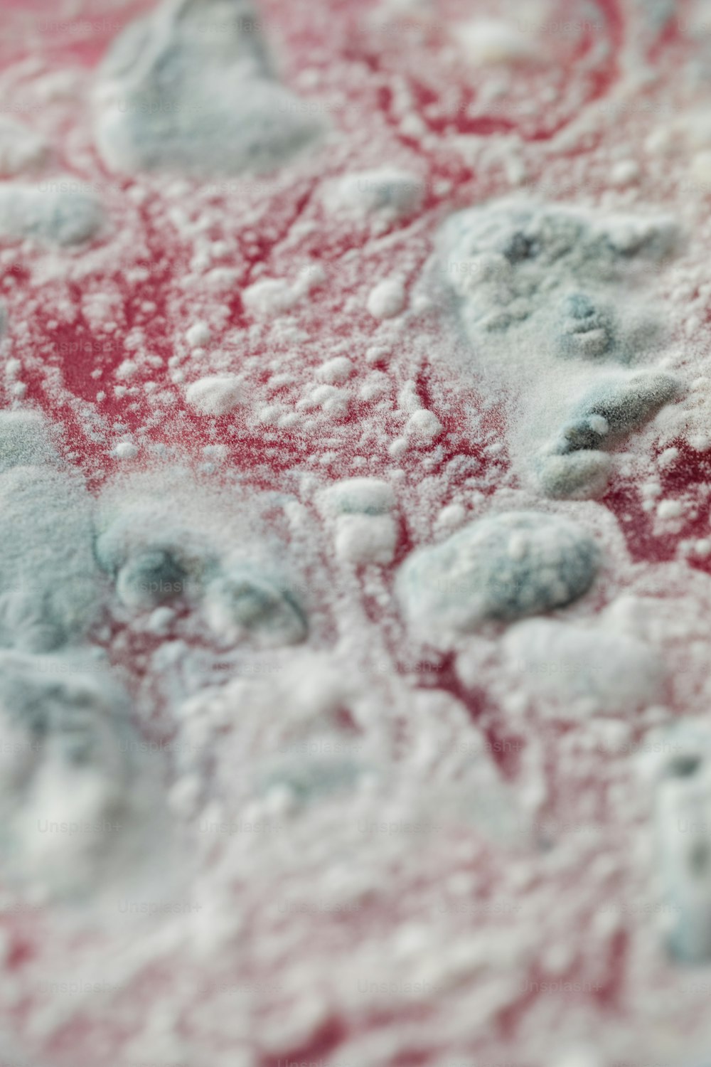 Un primer plano de un plato de comida rojo y blanco