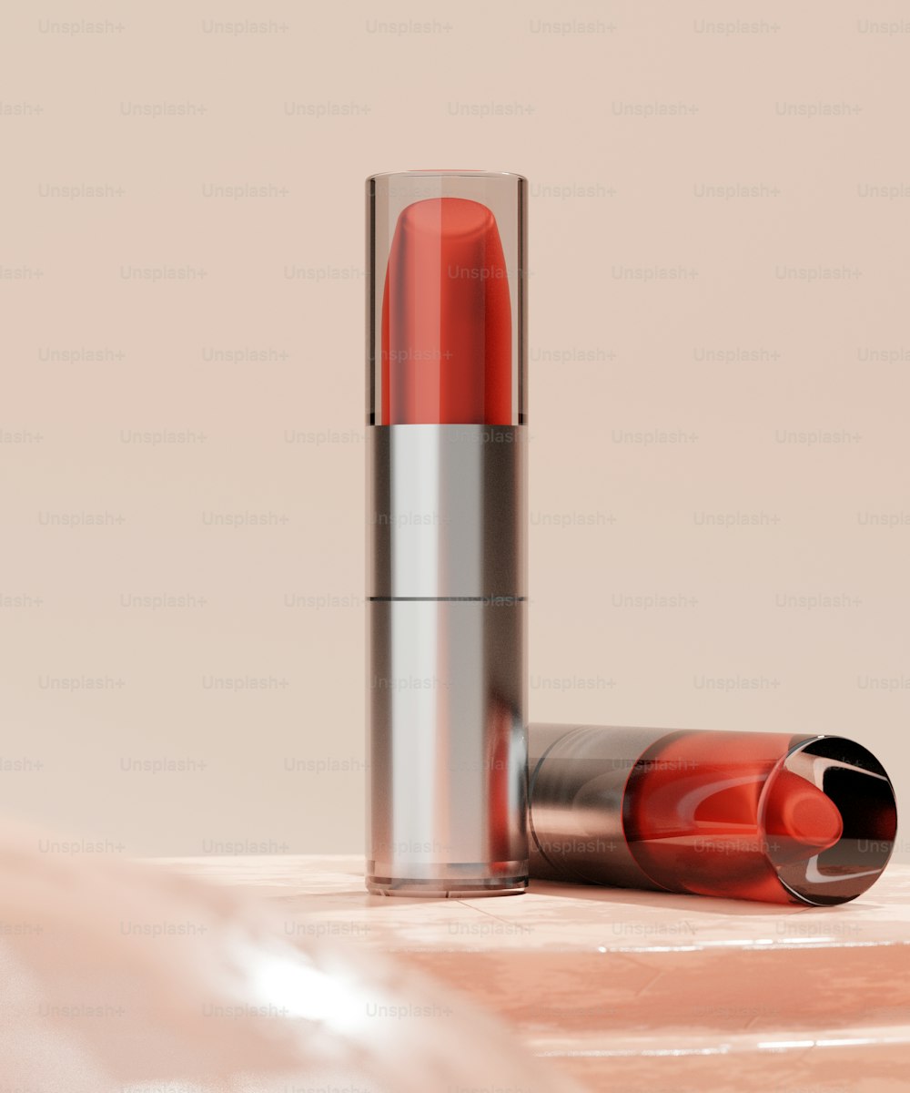 a close up of a lipstick on a table