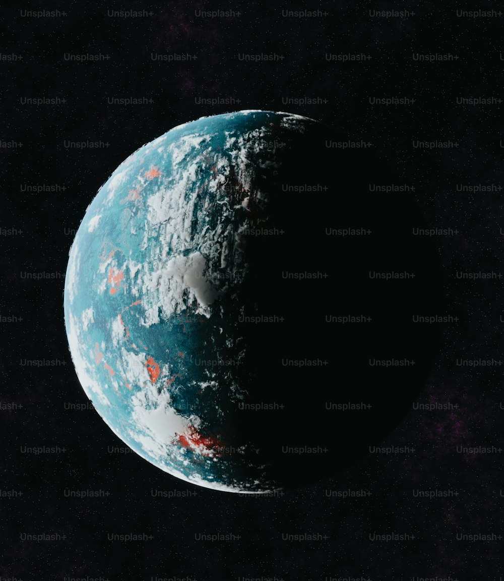 Un primo piano di un pianeta con uno sfondo nero