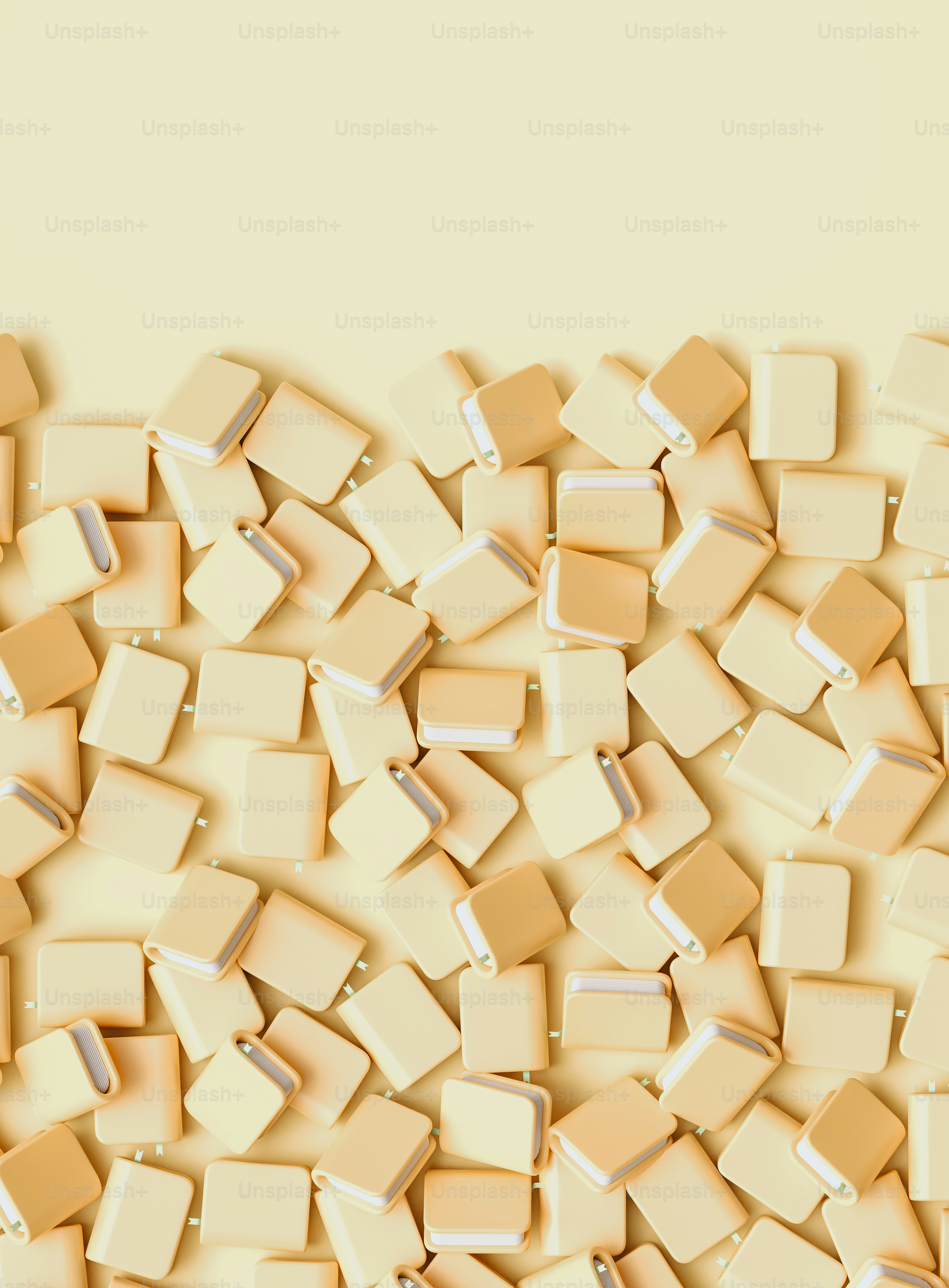 a bunch of small square objects on a yellow background