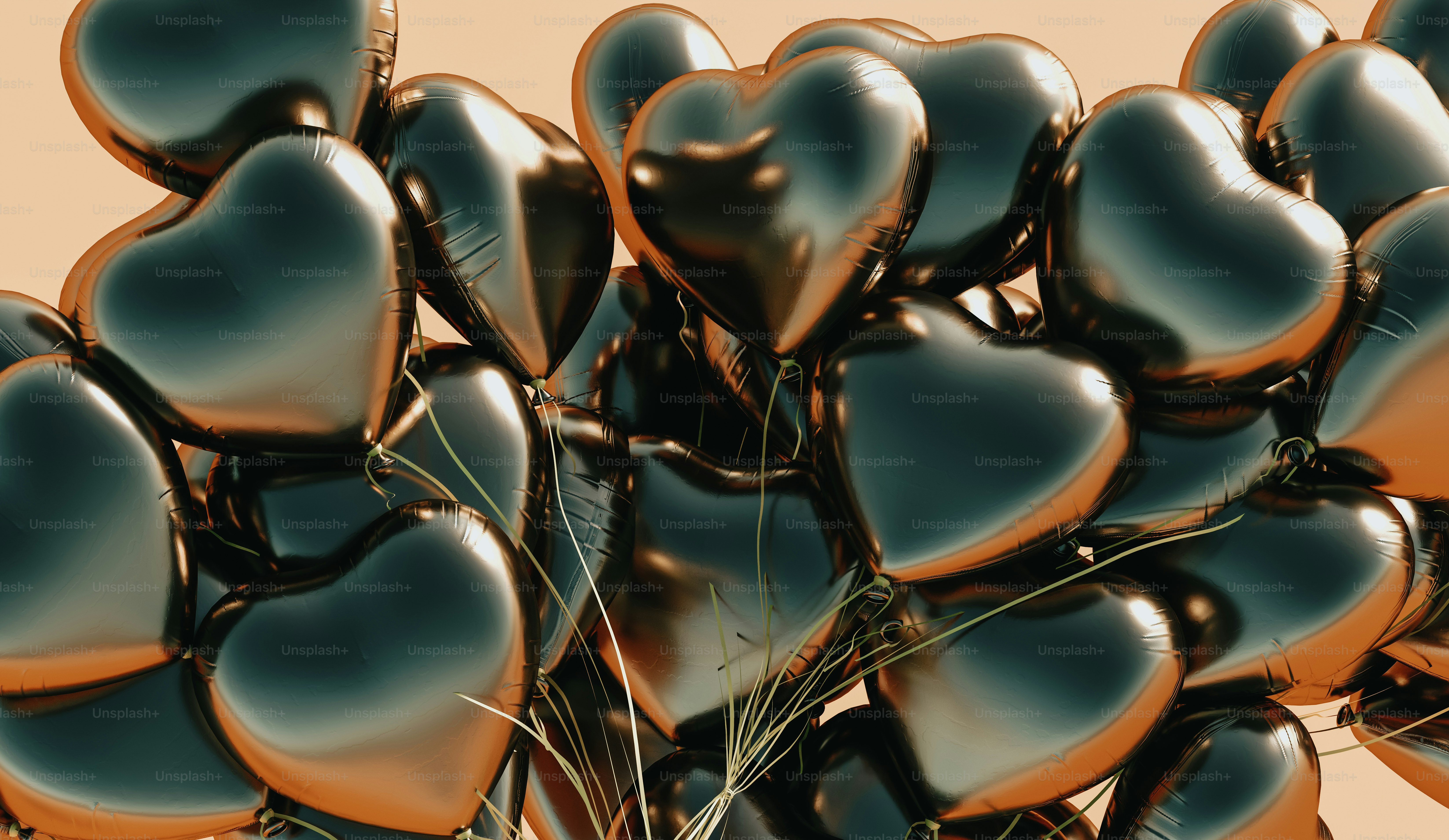 A bunch of heart shaped balloons in the air photo – Full screen ...