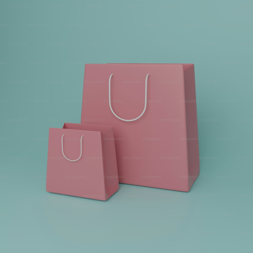 un sac à provisions rose et un sac à provisions rose