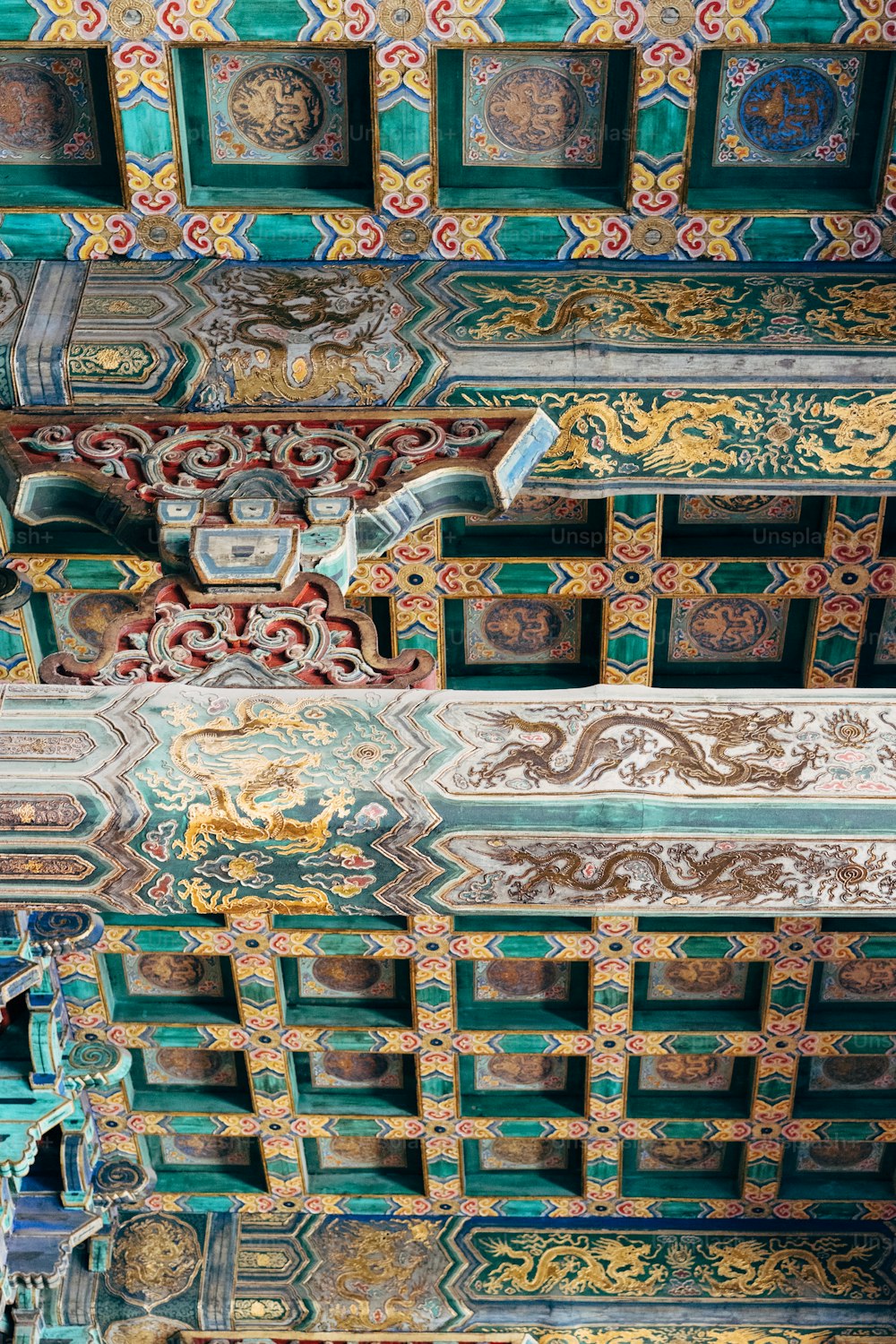 a close up of the ceiling of a building