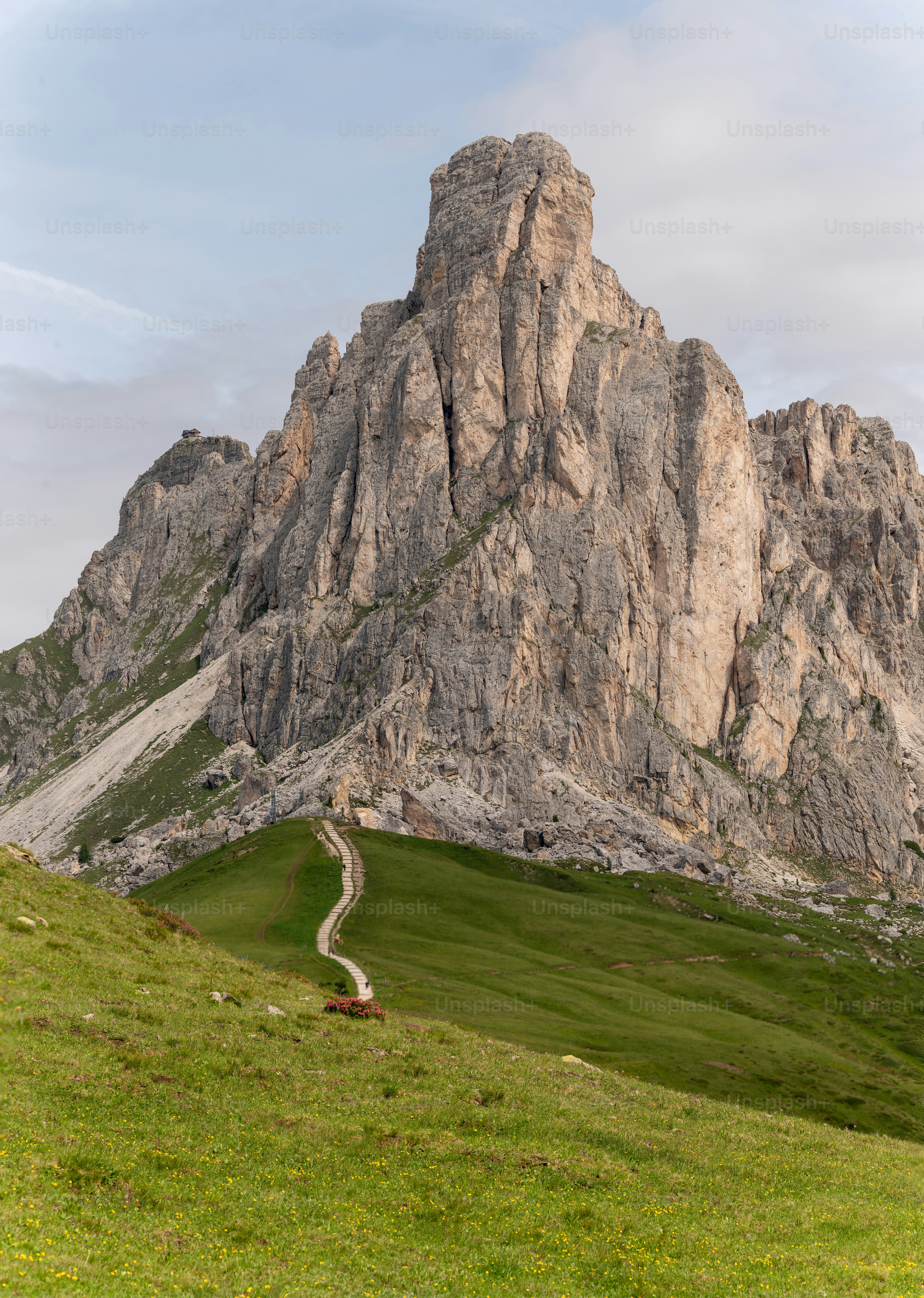 a mountain with a road going through it