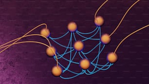 Un montón de bolas están conectadas a una cuerda