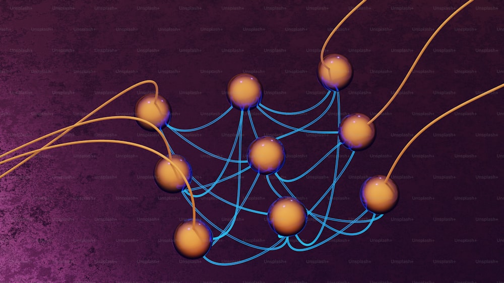 a bunch of balls are connected to a string