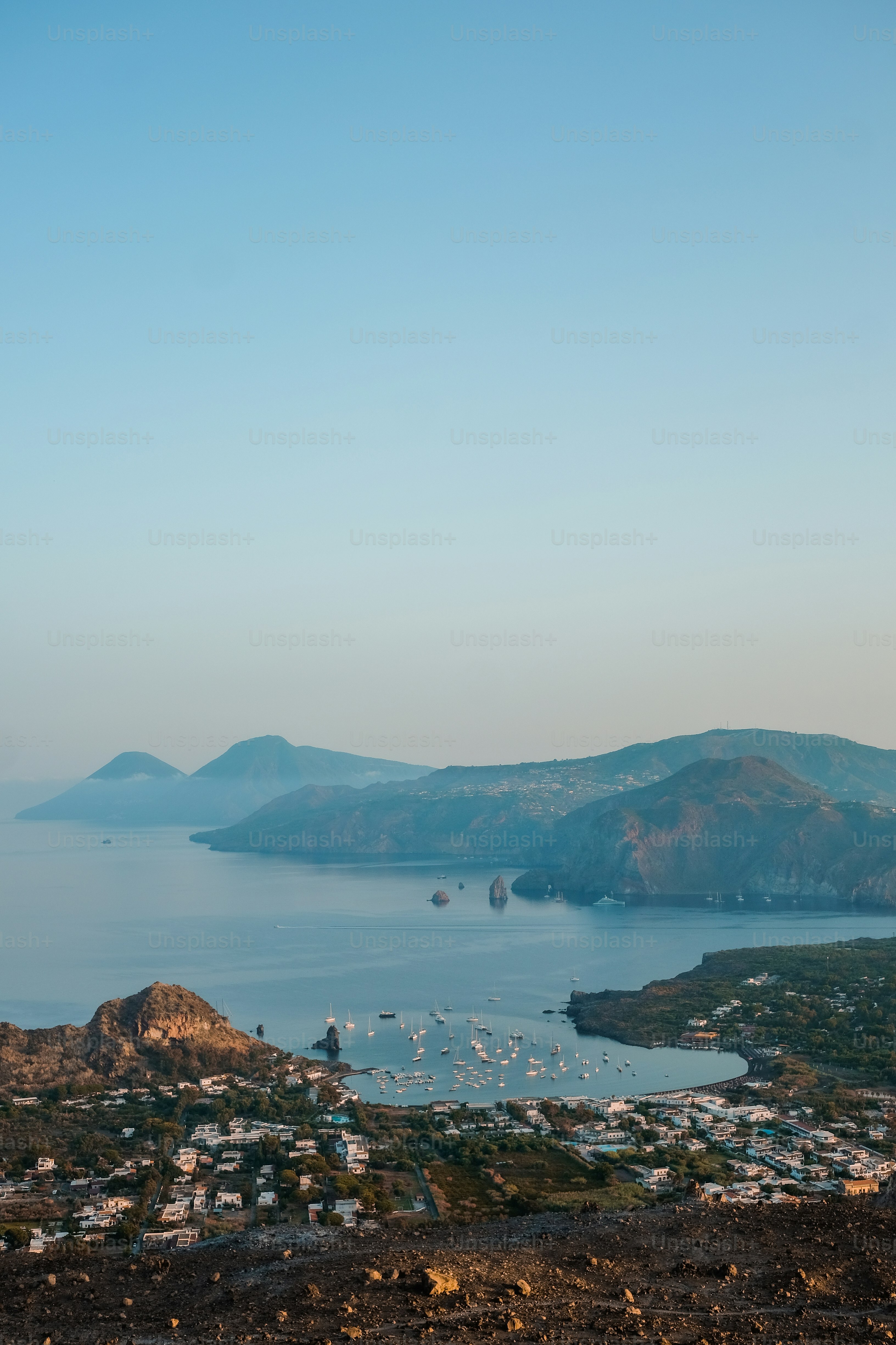 a large body of water surrounded by mountains