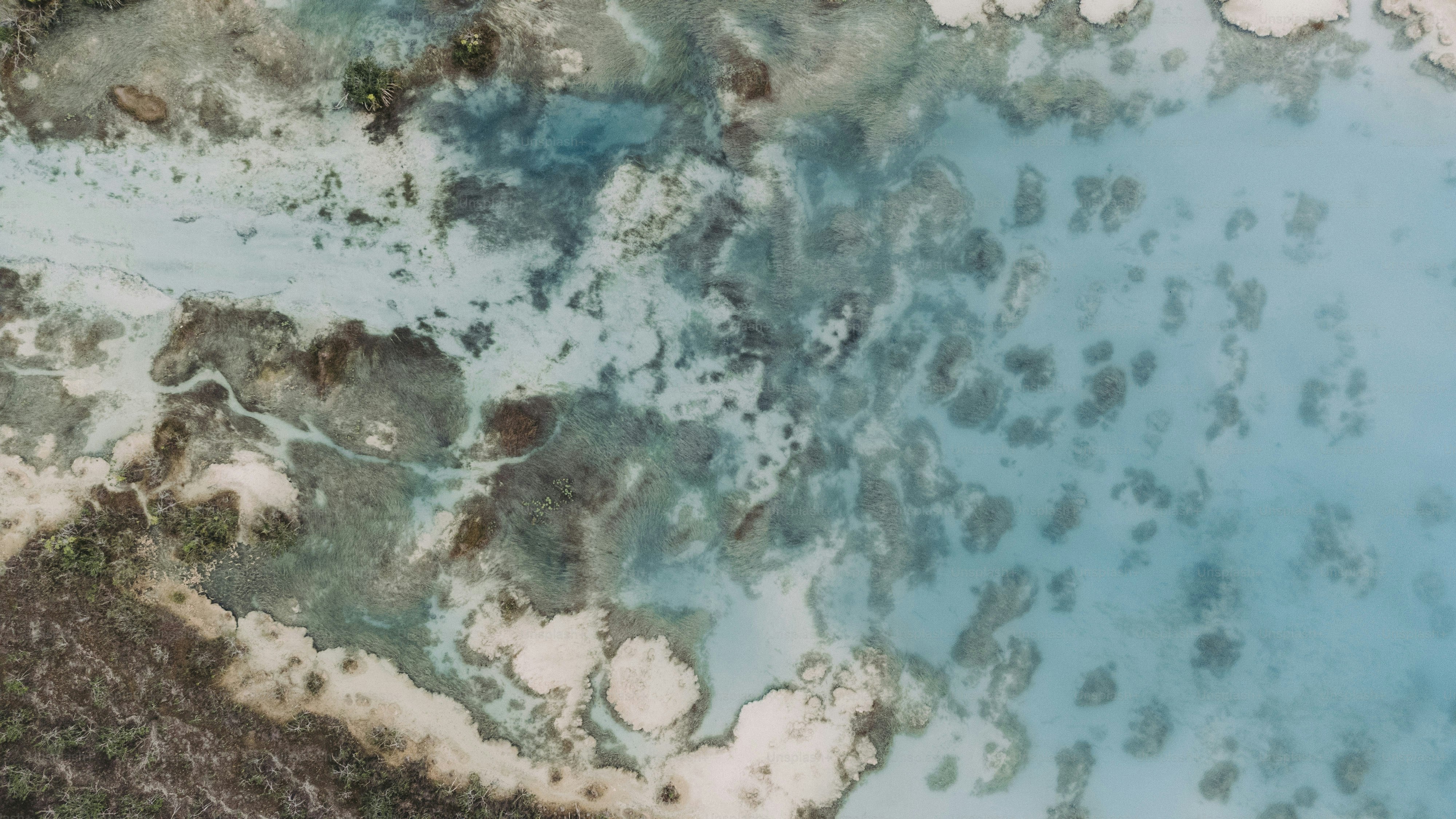 an aerial view of a body of water