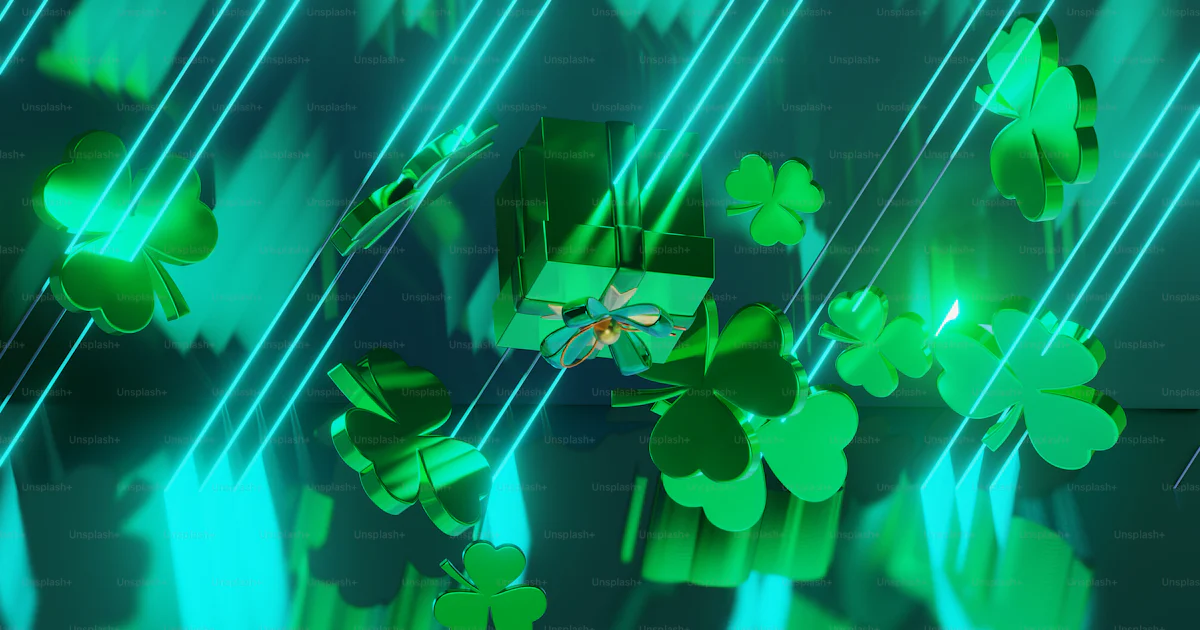 A green box with four leaf clovers on it photo – Green Image on Unsplash