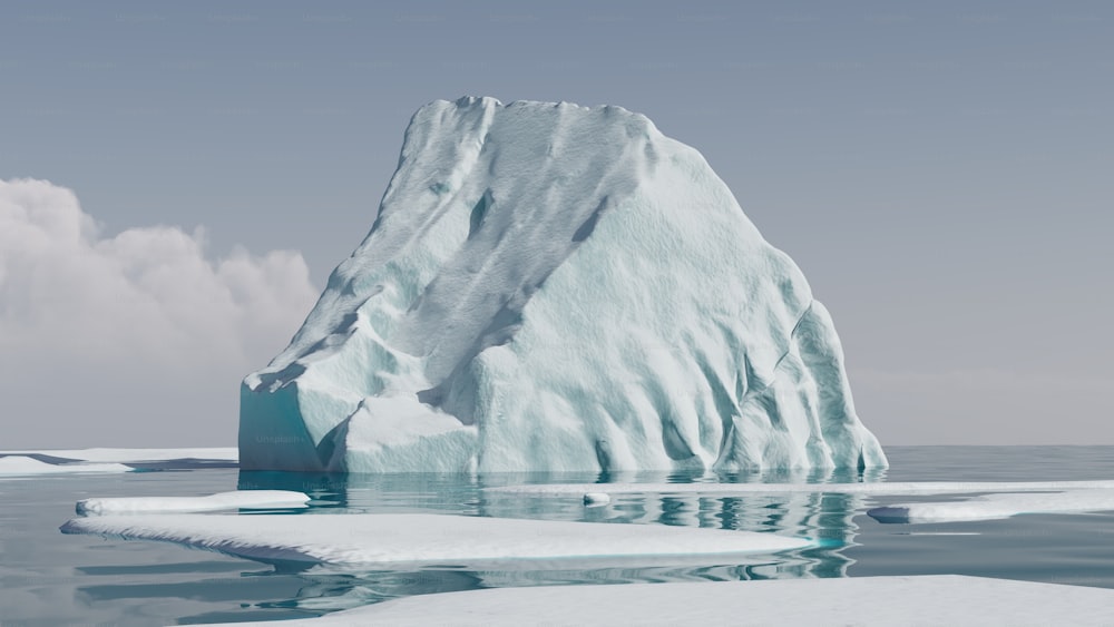 海の真ん中に浮かぶ大きな氷山