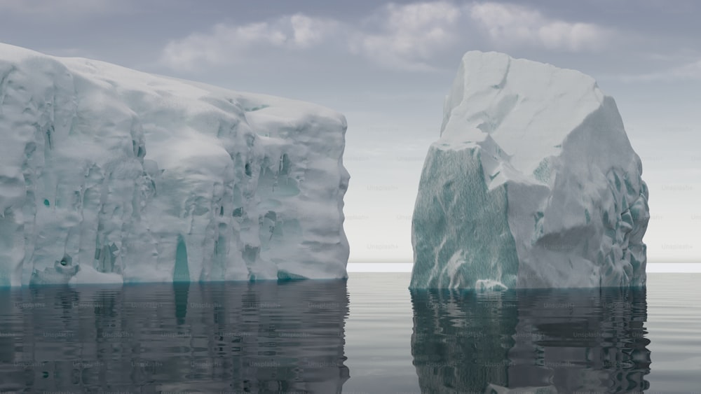 a large iceberg floating in the middle of the ocean