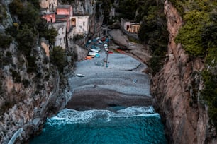 a view of a beach from a high point of view