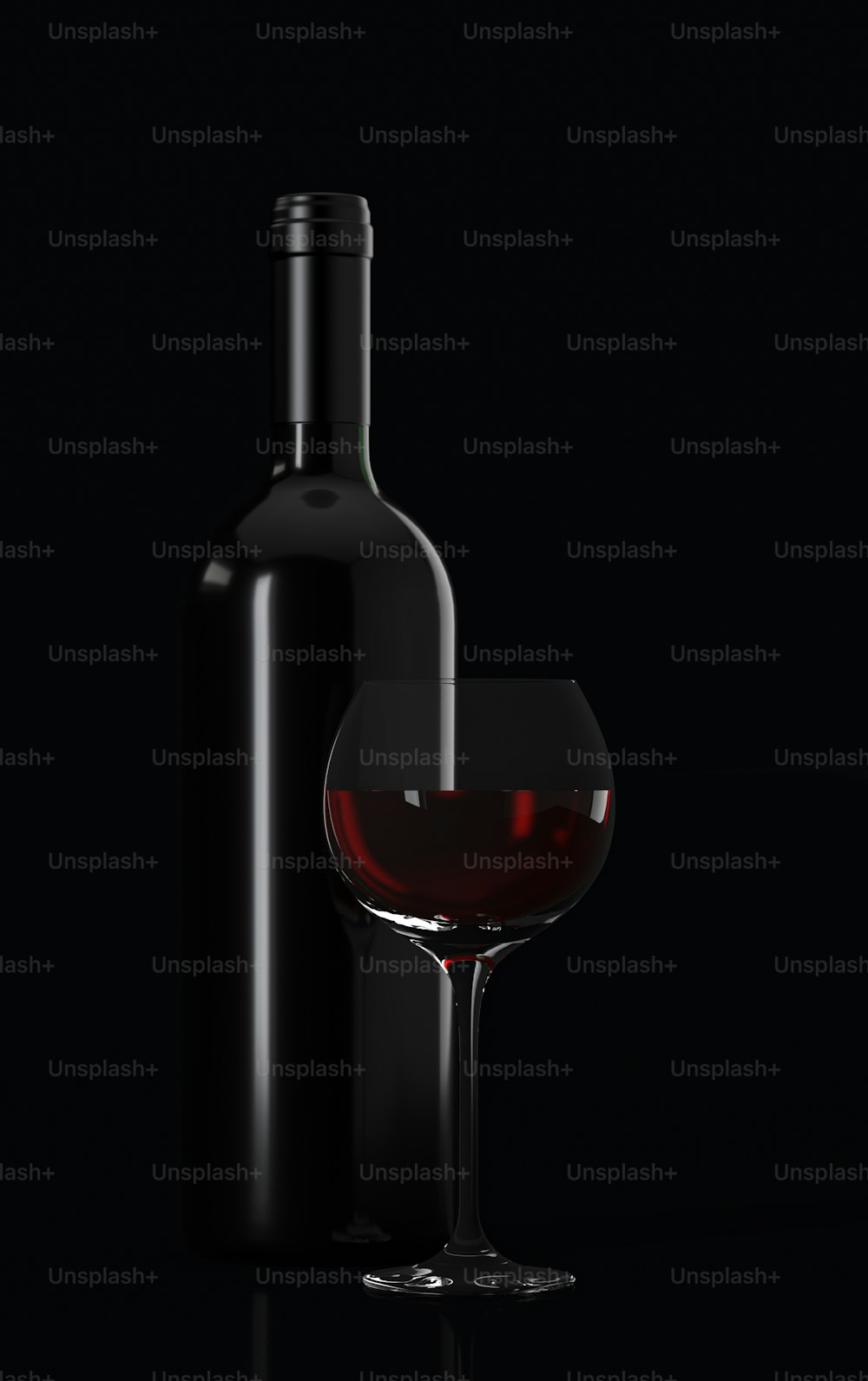 와인 한 병과 와인 한 잔