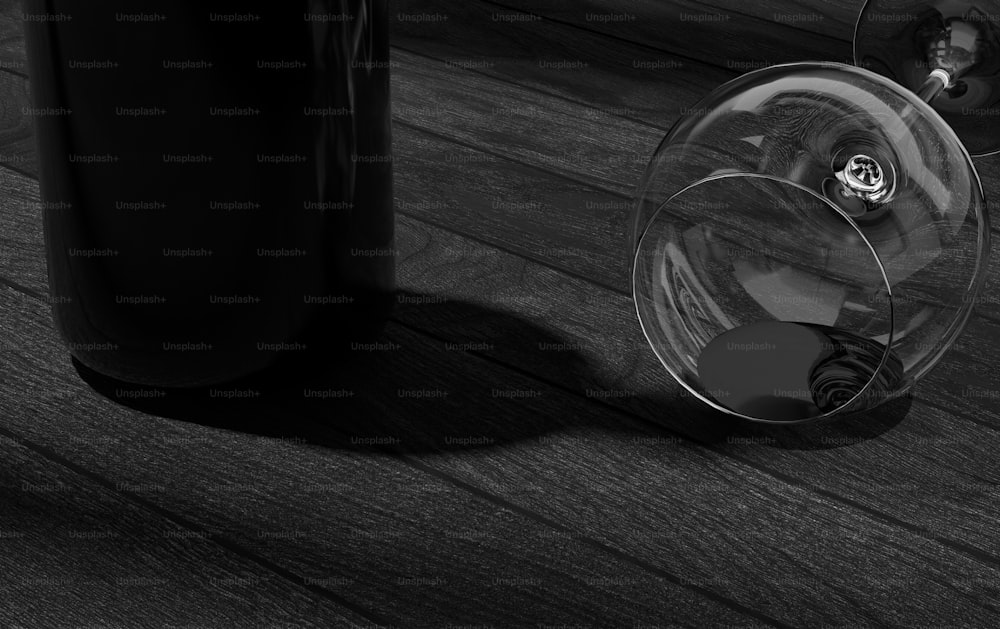 Una foto in bianco e nero di un bicchiere di vino