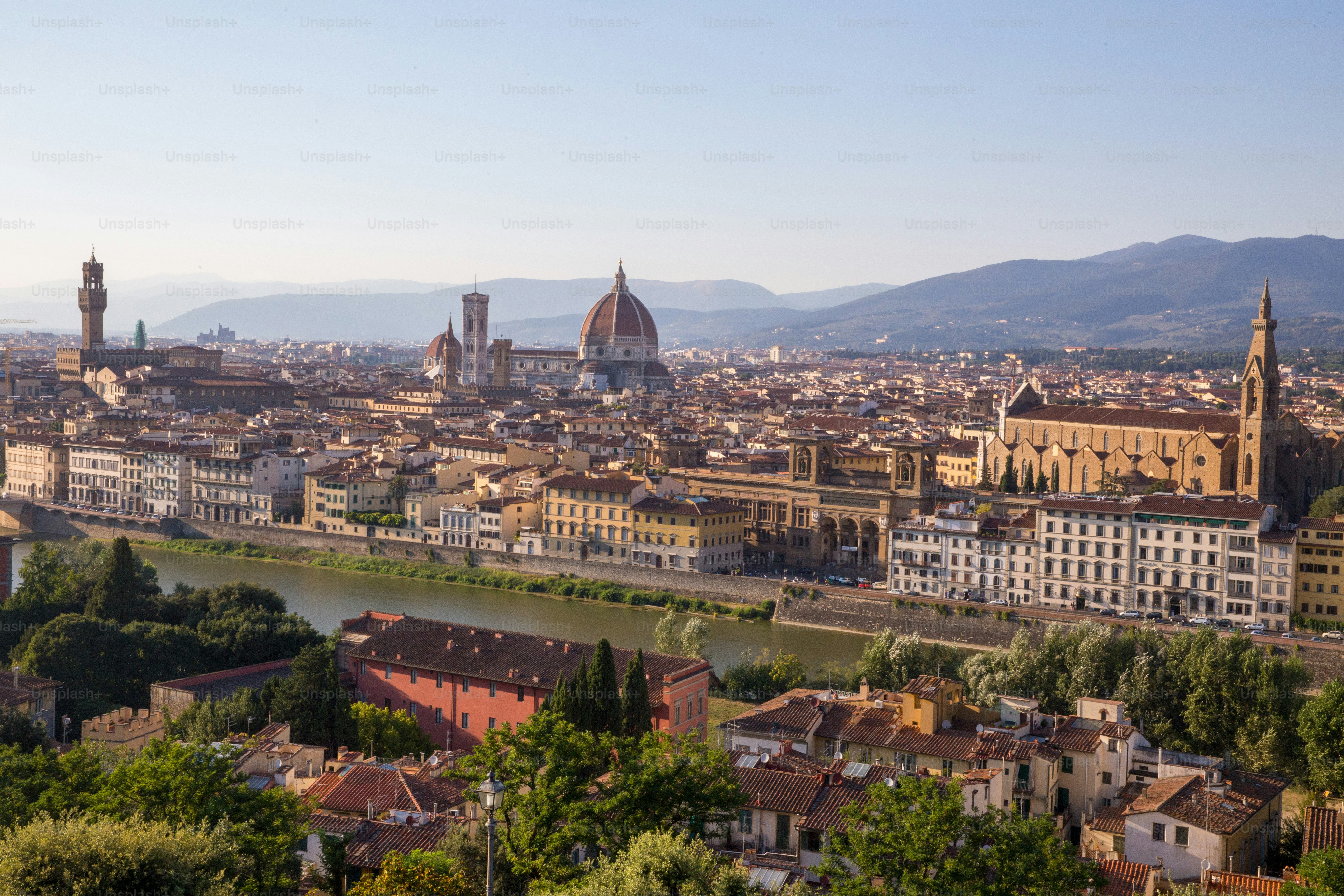 a view of a city with a river running through it