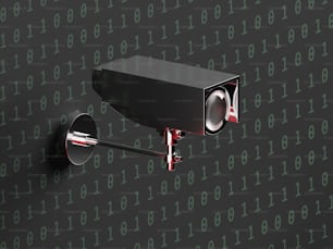 Una telecamera di sicurezza su sfondo nero con numeri