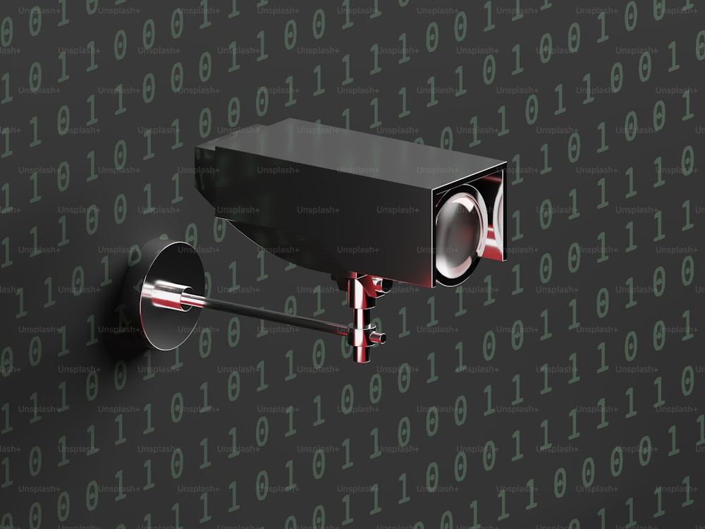 Una telecamera di sicurezza su sfondo nero con numeri