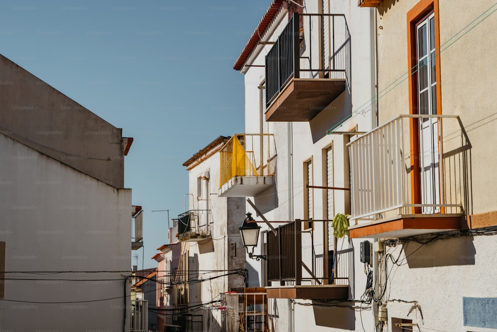 a row of buildings with balconies and balconies on them