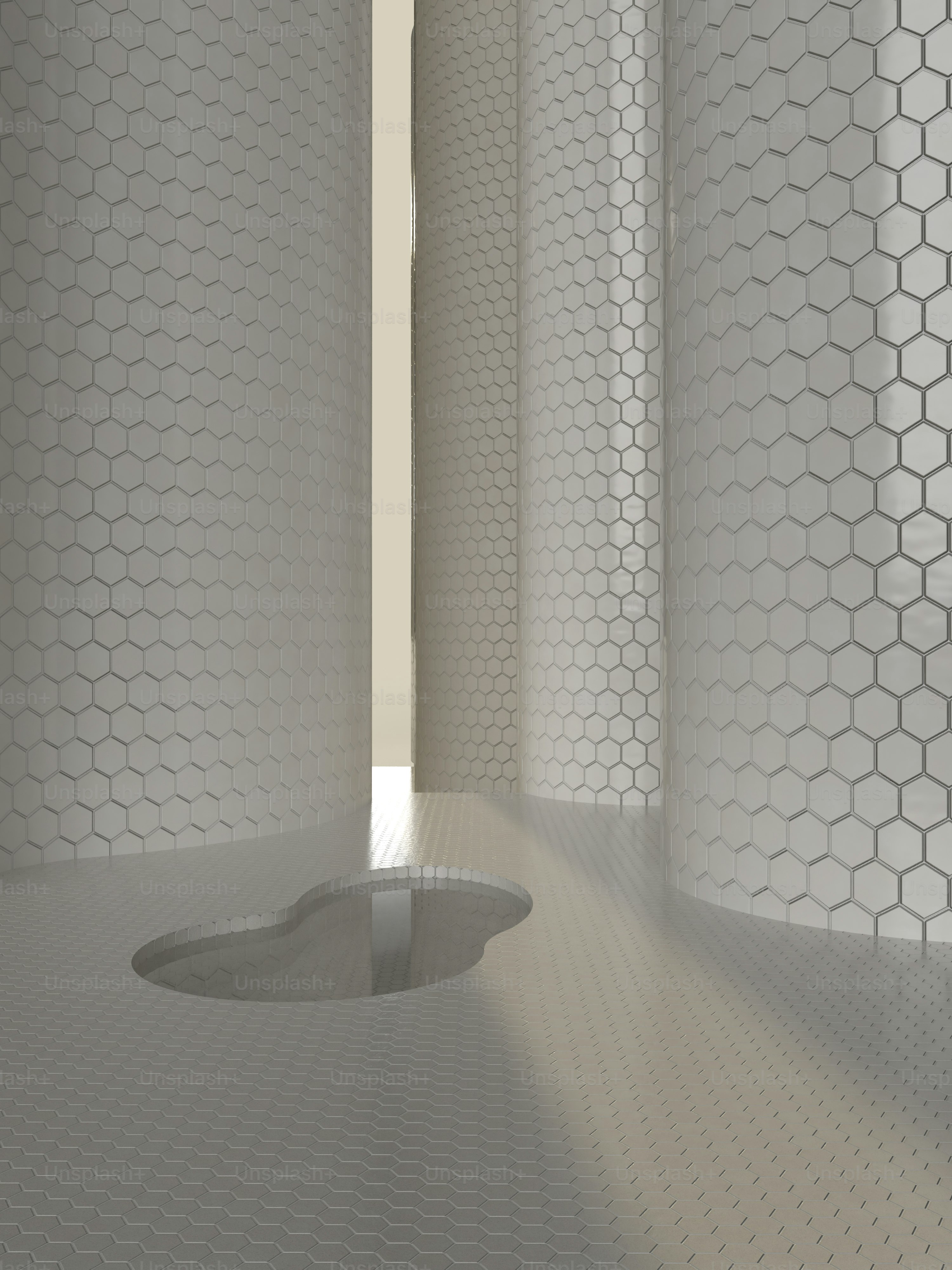 ein weißer Raum mit einem Loch im Boden