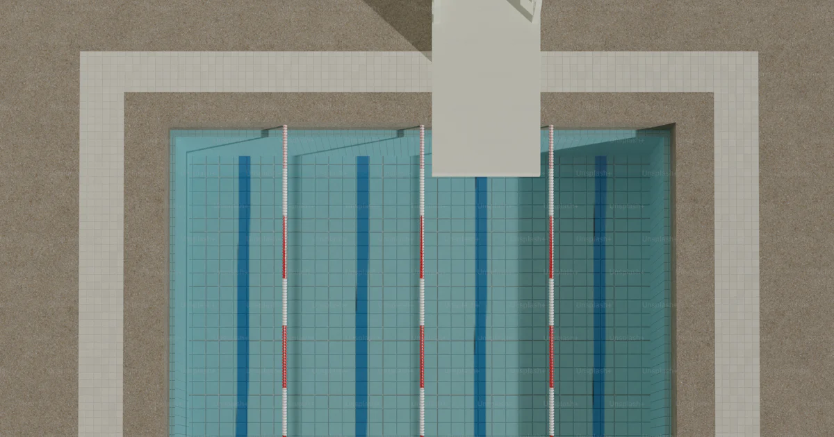 Pool Over View An overhead view of a swimming pool with blue water photo – Pool Image ...