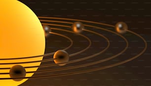 Una imagen de un sistema solar con ocho planetas