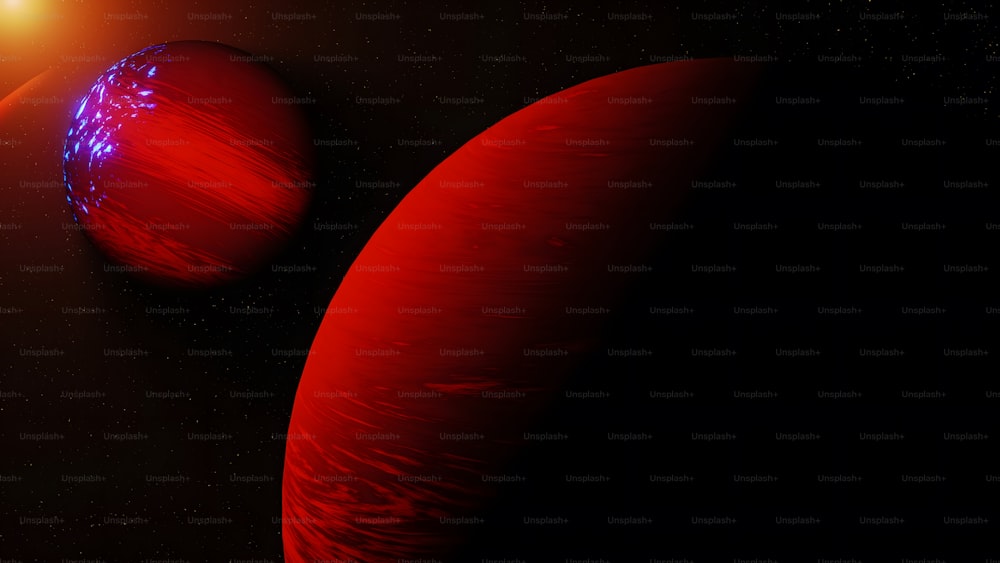 Rappresentazione artistica di un pianeta rosso e del suo compagno
