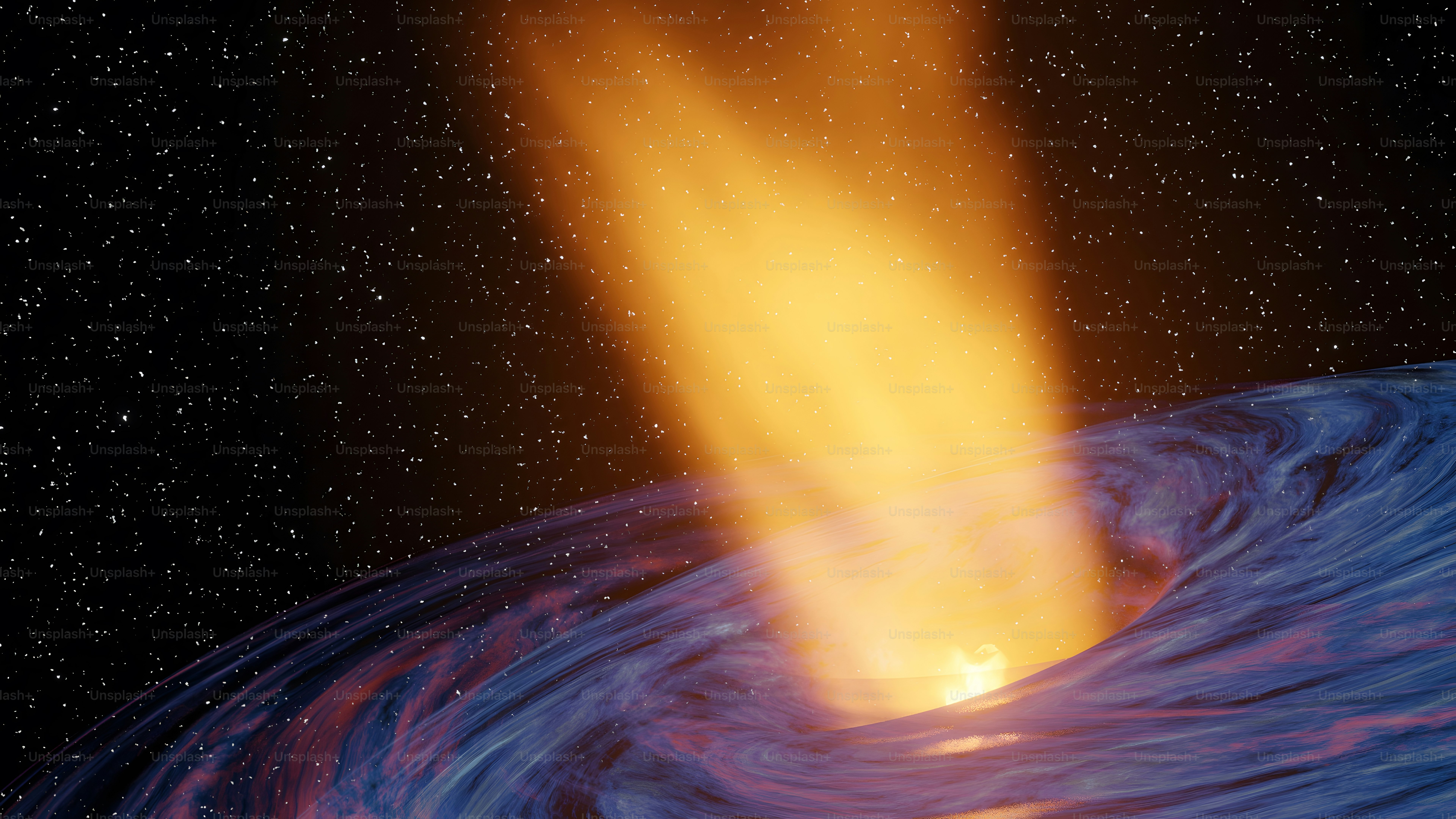 an artist's impression of a black hole in space