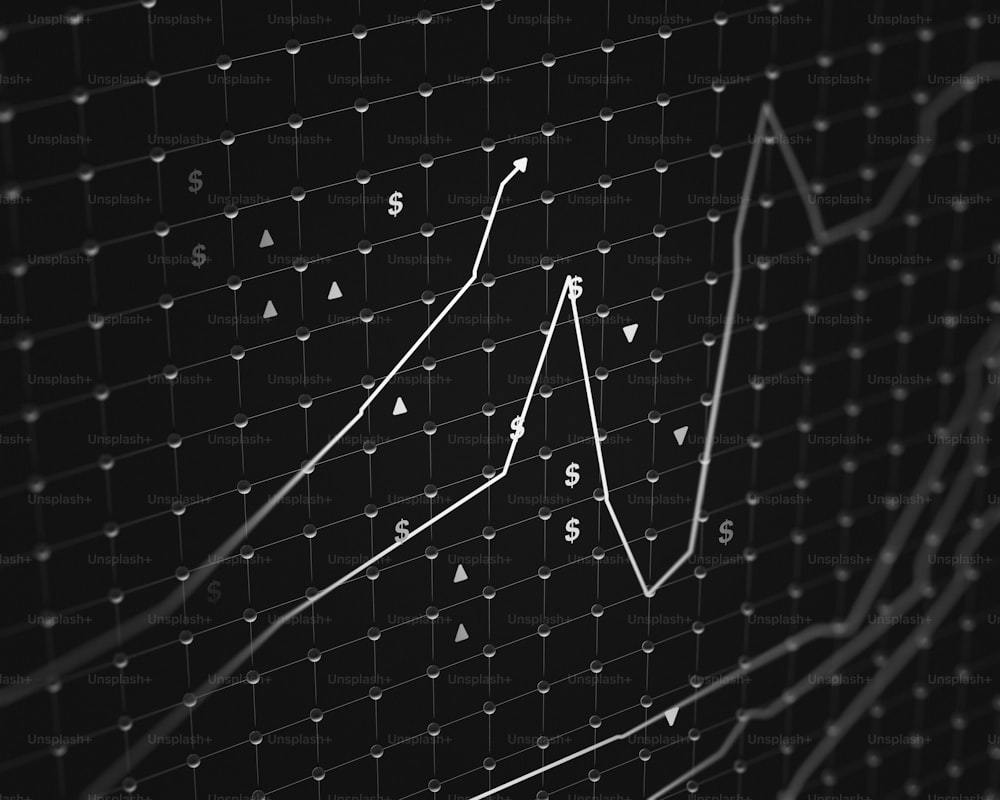 折れ線グラフの白黒写真