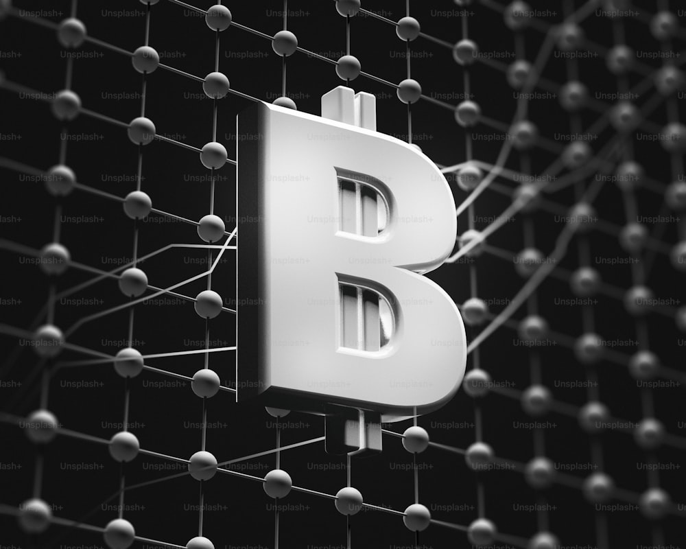 a white letter b on a black background