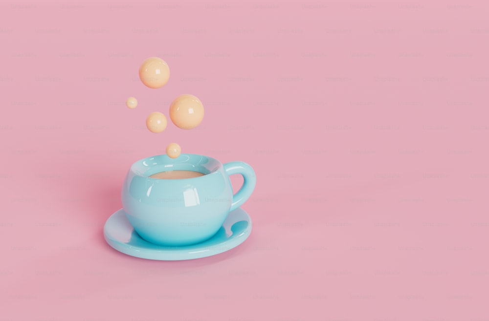 a cup of coffee with some bubbles coming out of it