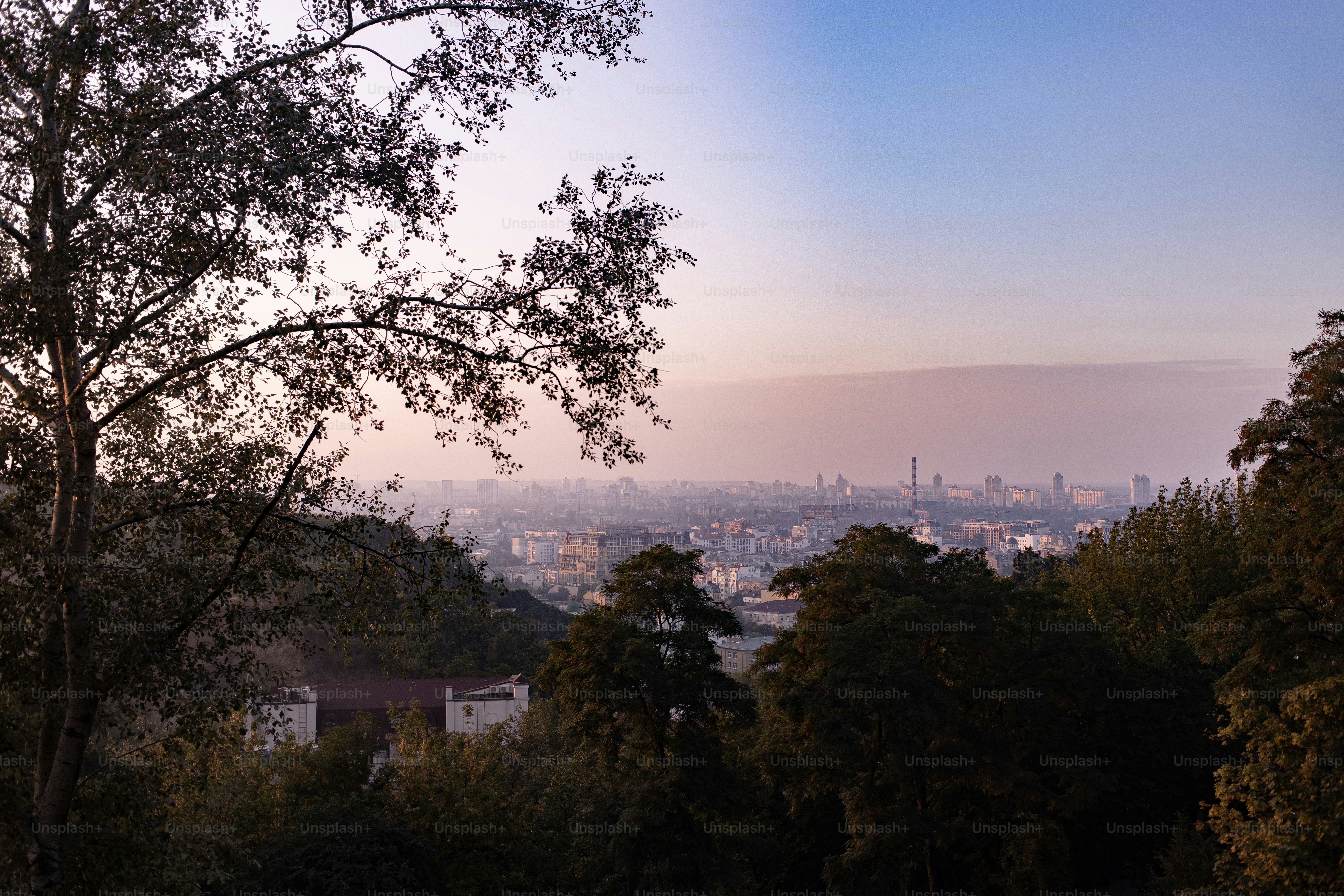 a view of a city from a hill