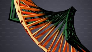 uma imagem 3d de uma estrutura verde e laranja