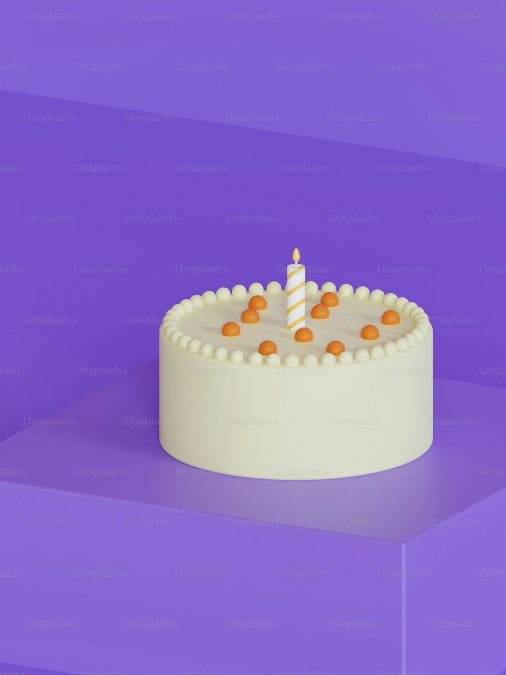 촛불 하나가 달린 생일 케이크