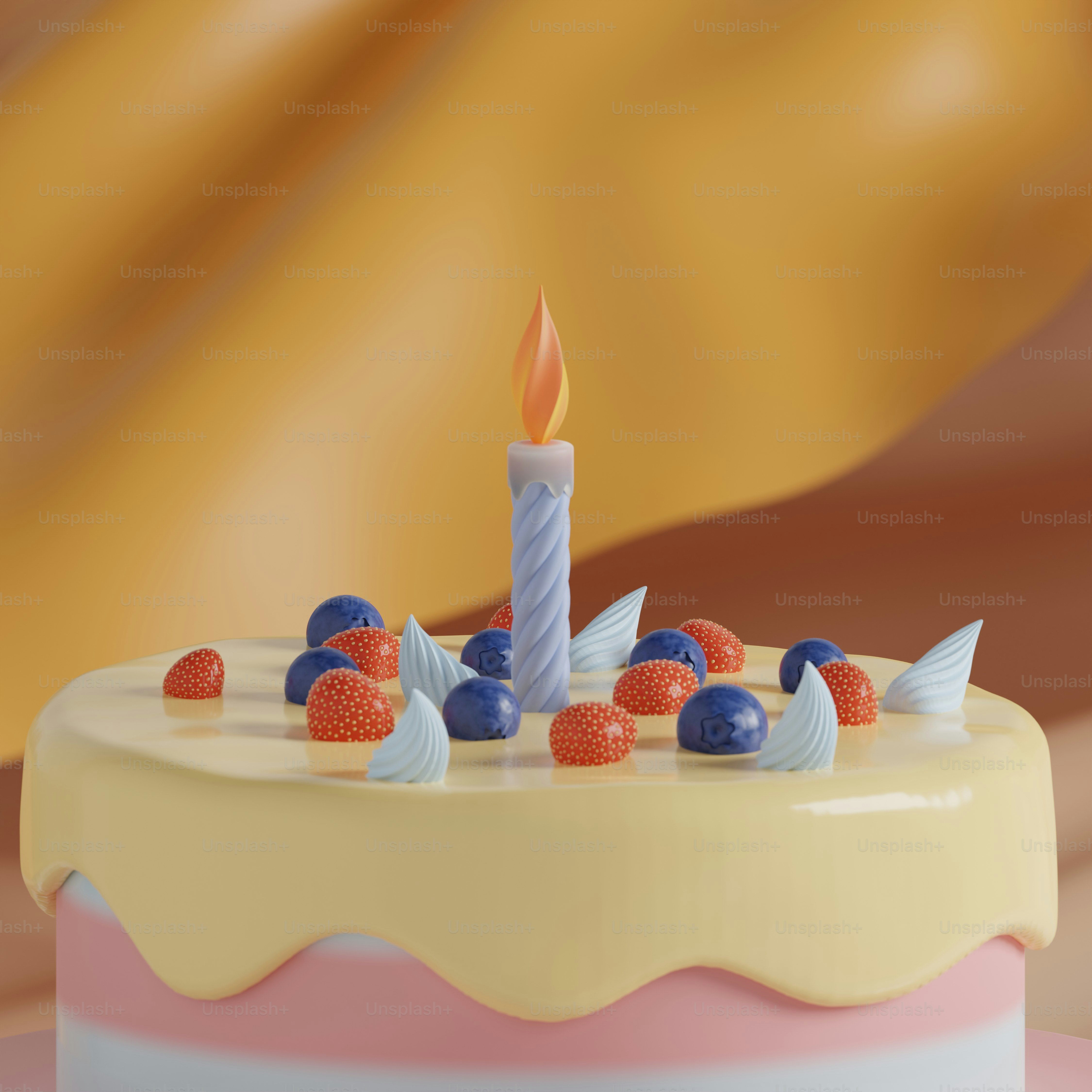 A birthday cake with a single candle on it photo – Food Image on Unsplash