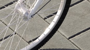 um close up dos raios de uma bicicleta