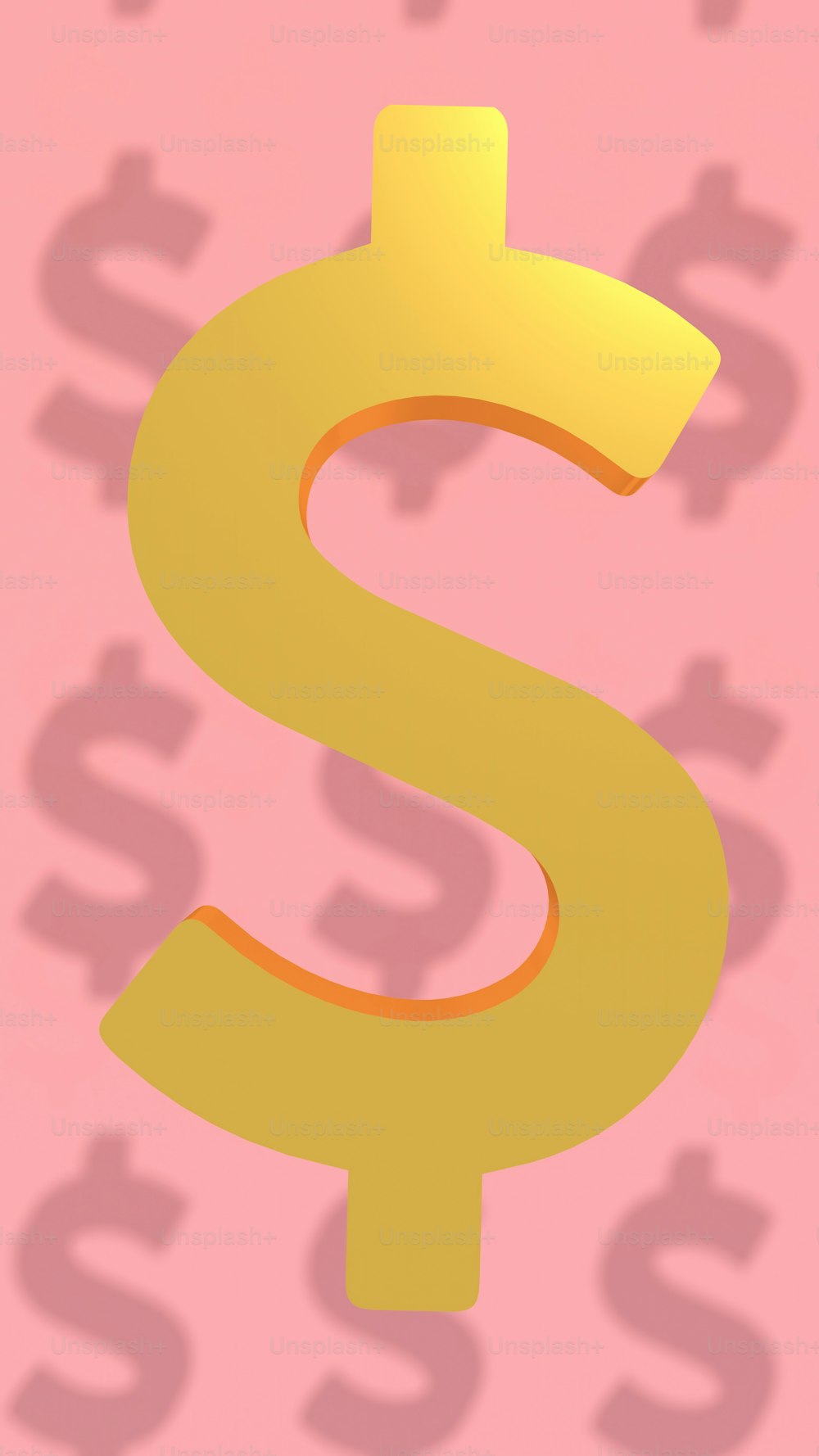 La sombra de un signo de dólar sobre un fondo rosa