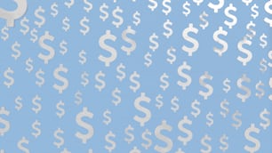 Muchos signos de dólar sobre fondo azul
