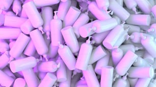 a large pile of pink and white objects