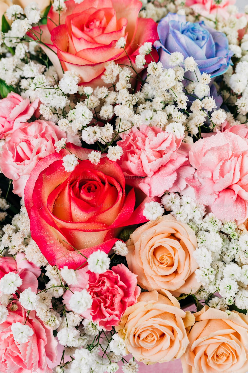 a close up of a bouquet of flowers