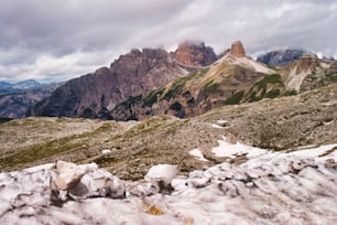 a mountain range covered in snow and ice