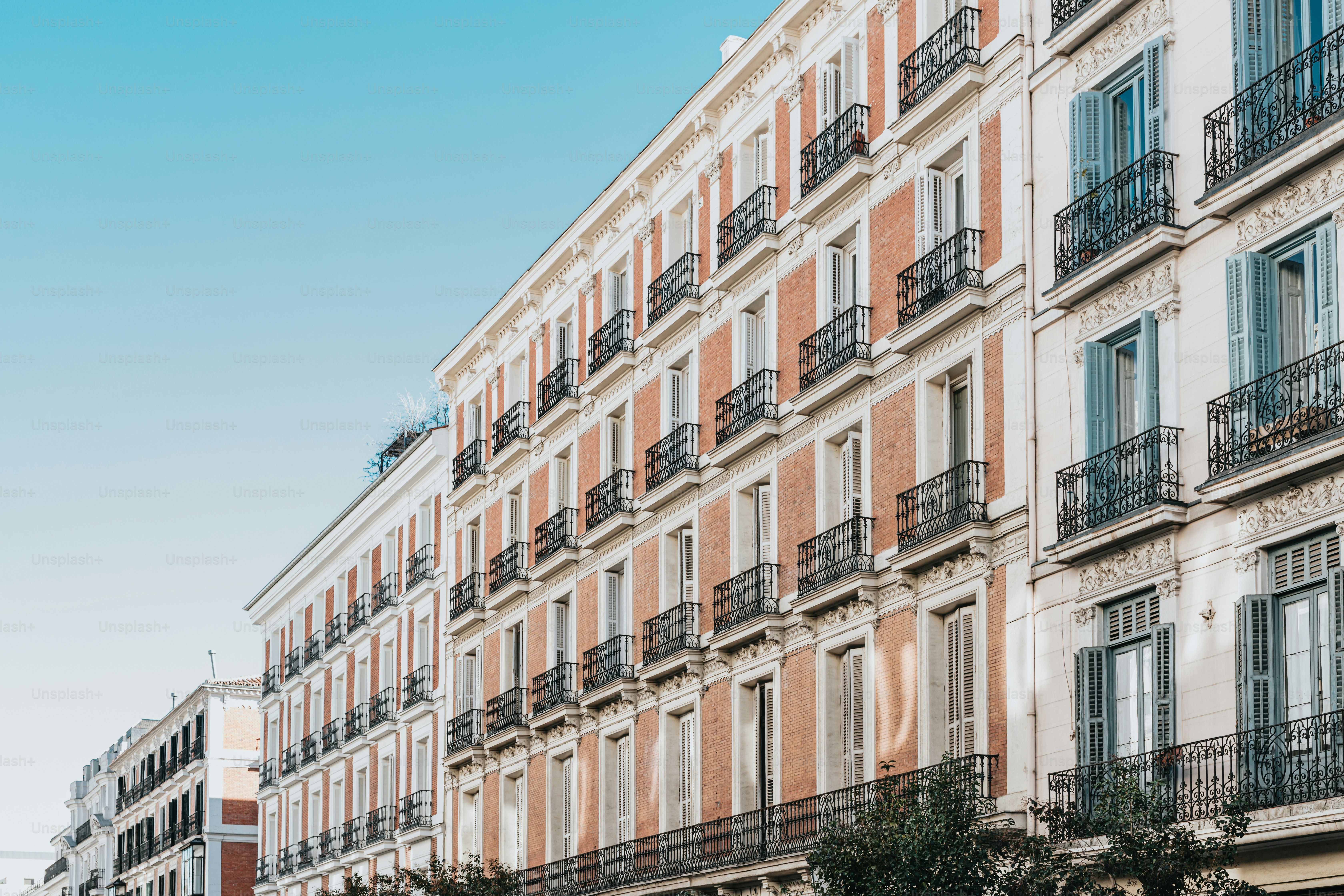a tall building with balconies and balconies on it